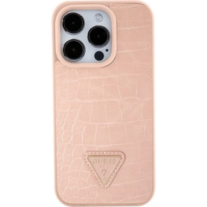 Wholesale Guess GUHCP15XPCRTHCP Apple iPhone 15 Pro Max hardcase Croco Triangle Metal Logo pink - GUE2935 - {ean13} - Hurt