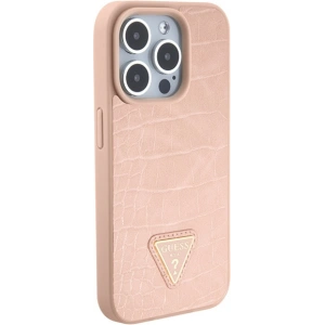 Wholesale Guess GUHCP15XPCRTHCP Apple iPhone 15 Pro Max hardcase Croco Triangle Metal Logo pink - GUE2935 - {ean13} - Hurt