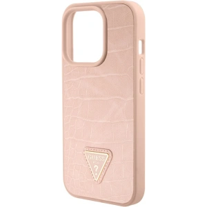 Wholesale Guess GUHCP15XPCRTHCP Apple iPhone 15 Pro Max hardcase Croco Triangle Metal Logo pink - GUE2935 - {ean13} - Hurt