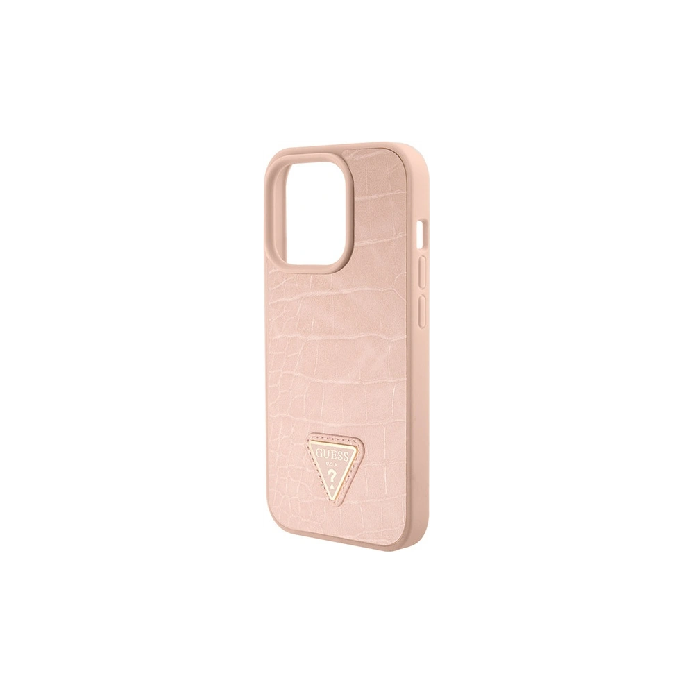 Wholesale Guess GUHCP15XPCRTHCP Apple iPhone 15 Pro Max hardcase Croco Triangle Metal Logo pink - GUE2935 - {ean13} - Hurt