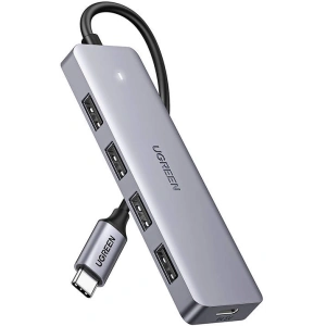 Adapter 4w1 UGREEN CM219 HUB USB-C / 4xUSB-A 3.0 + USB-C 16cm (szary)