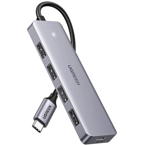 Ugreen Distributor - 6957303805167 - UGR1705 - 4-in-1 adapter UGREEN CM219 USB-C HUB / 4xUSB-A 3.0 + USB-C 16cm (gray) - B2B homescreen