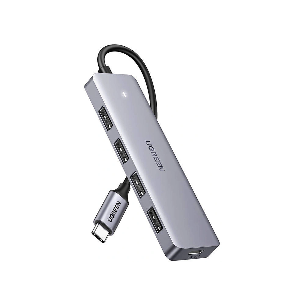 Hurtownia GSM - Adapter 4w1 UGREEN CM219 HUB USB-C / 4xUSB-A 3.0 + USB-C 16cm (grau) - UGR1705 - {ean13} - Hurt
