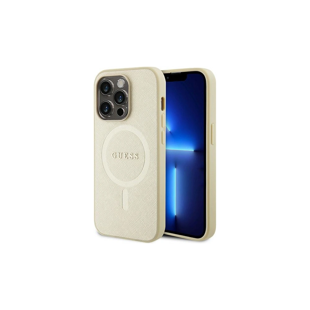 Hurtownia GSM - Etui Guess GUHMP15LPSAHMCB Apple iPhone 15 Pro hardcase Saffiano MagSafe zlatý/gold - GUE2937 - {ean13} - Hurt