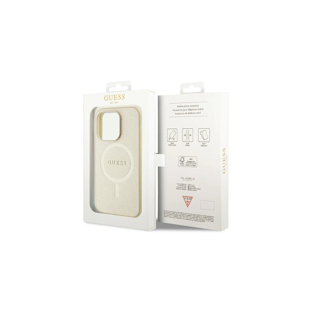 Hurtownia GSM - Etui Guess GUHMP15LPSAHMCB Apple iPhone 15 Pro hardcase Saffiano MagSafe zlatý/gold - GUE2937 - {ean13} - Hurt