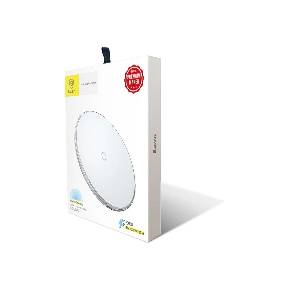 Hurtownia GSM - Bezdrátová indukční nabíječka Baseus Simple 10W Lightning (bílá) - BSU406WHT - {ean13} - Hurt