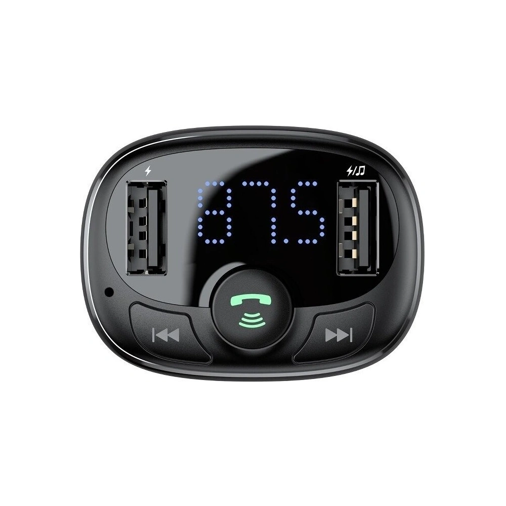Wholesale Baseus T typed Bluetooth FM TransmitTeR 2xUSB microSD Black - BSU408BLK - {ean13} - Hurt
