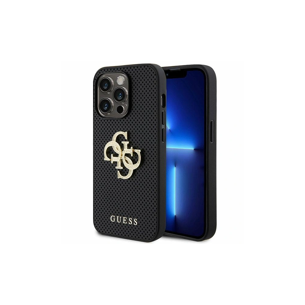 Wholesale Guess GUHCP15LPSP4LGK Apple iPhone 15 Pro hardcase Leather Perforated 4G Glitter Logo black - GUE2950 - {ean13} - Hurt
