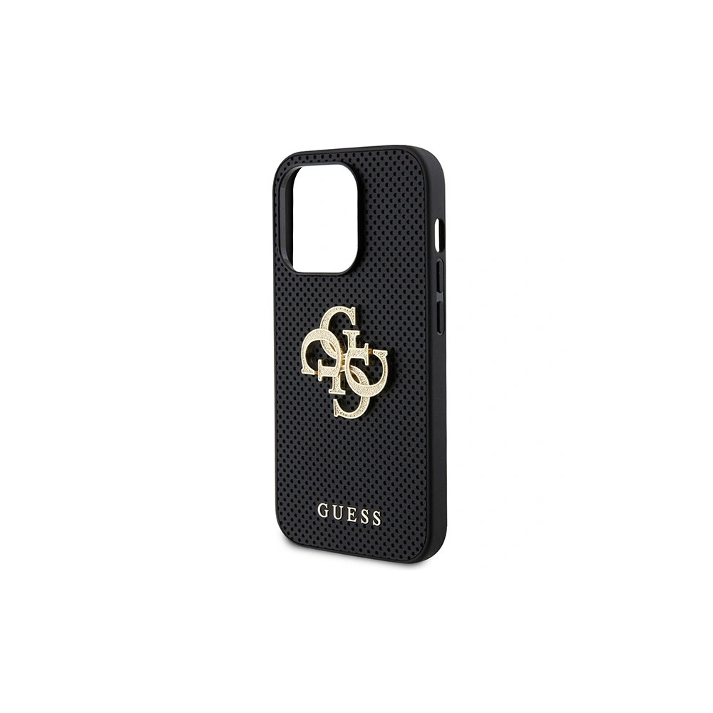 Wholesale Guess GUHCP15LPSP4LGK Apple iPhone 15 Pro hardcase Leather Perforated 4G Glitter Logo black - GUE2950 - {ean13} - Hurt