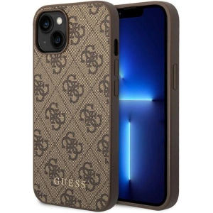 Hurtownia GSM - Etui Guess GUHCP15MG4GFBR Apple iPhone 15 Plus / 14 Plus tvrdý kryt 4G Metal Gold Logo hnědý/brown - GUE2951 - {ean13} - Hurt
