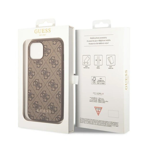Etui Guess GUHCP15MG4GFBR Apple iPhone 15 Plus / 14 Plus hard case 4G Metal Gold Logo brązowy/brown