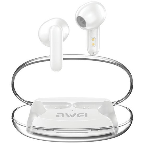 Awei Distributor - 6954284006651 - AWEI165 - AWEI T85 ENC Bluetooth 5.3 TWS headphones + docking station white - B2B homescreen