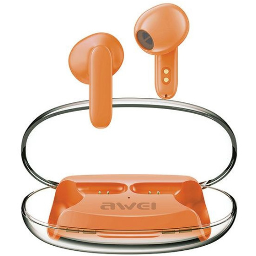 Awei Distributor - 6954284006644 - AWEI168 - AWEI T85 ENC Bluetooth 5.3 TWS headphones + docking station orange - B2B homescreen