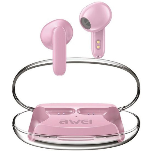 Awei Distributor - 6954284006620 - AWEI169 - AWEI T85 ENC Bluetooth 5.3 TWS headphones + docking station pink - B2B homescreen