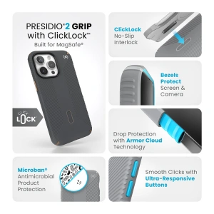 Wholesale Speck Presidio2 Grip ClickLock & MagSafe Apple iPhone 15 Pro Max (Charcoal Grey/Cool Bronze) - SPK558 - {ean13} - Hurt
