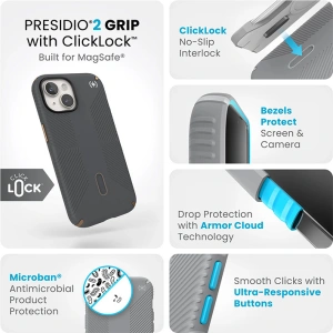 Hurtownia GSM - Etui Speck Presidio2 Grip ClickLock & MagSafe Apple iPhone 15 (Charcoal Grey/Cool Bronze) - SPK559 - {ean13} - Hurt