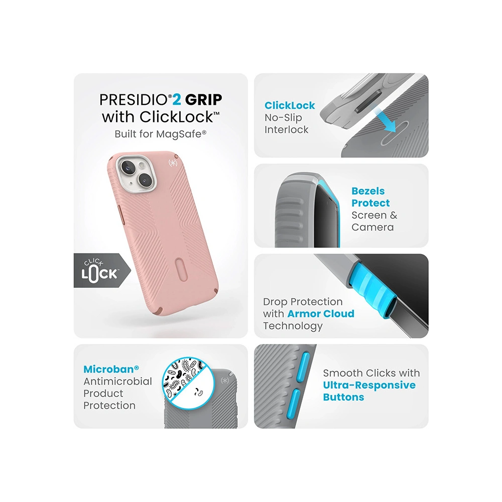 Wholesale Speck Presidio2 Grip ClickLock & MagSafe Apple iPhone 15 (Dahlia Pink/Rose Copper) - SPK560 - {ean13} - Hurt