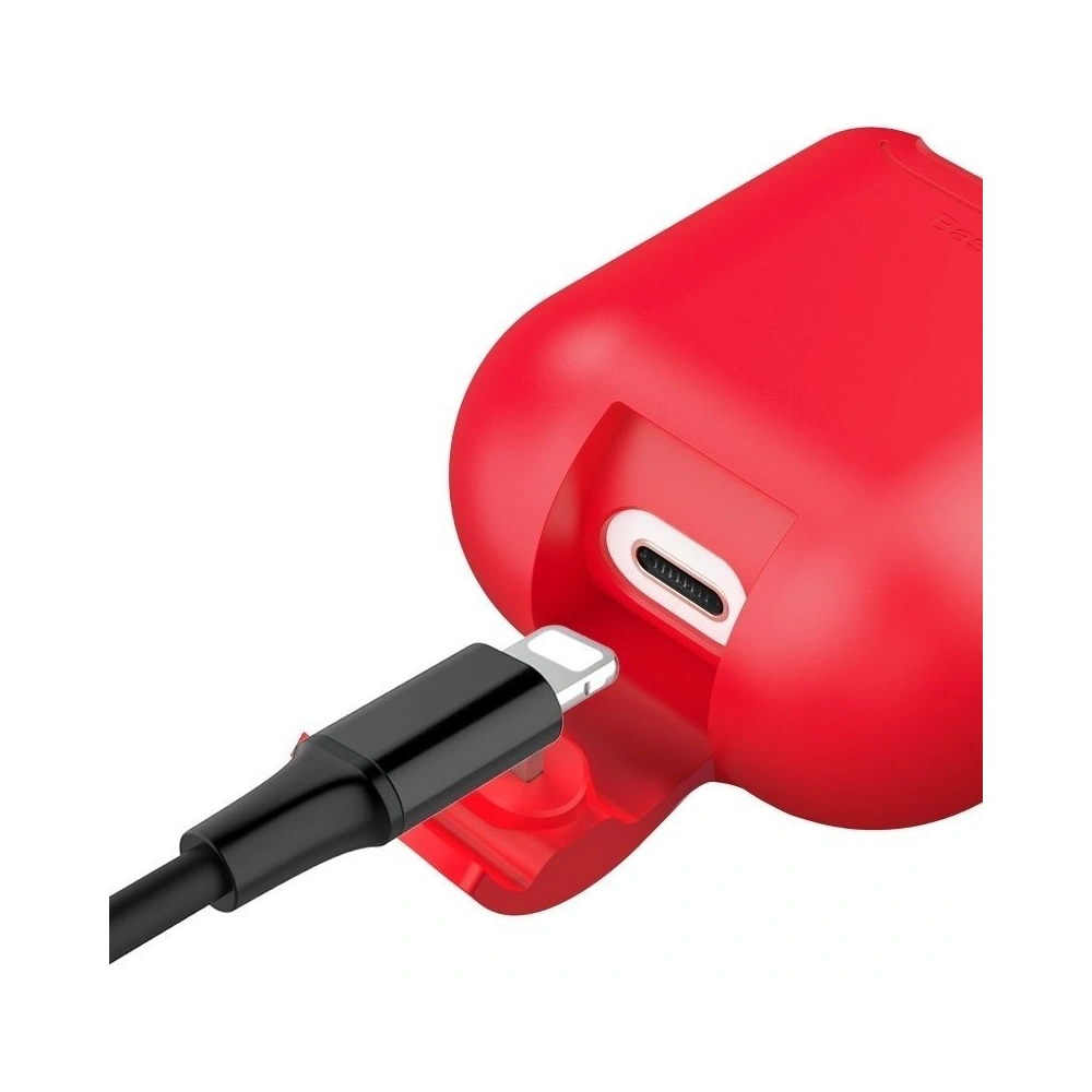Hurtownia GSM - Ochranné pouzdro na sluchátka Apple AirPods s rychlým nabíjením QI, Baseus - červené - BSU420RED - {ean13} - Hurt