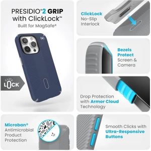 Hurtownia GSM - Etui Speck Presidio2 Grip ClickLock & MagSafe Apple iPhone 15 Pro (Coastal Blue/Dust Grey) - SPK566 - {ean13} - Hurt