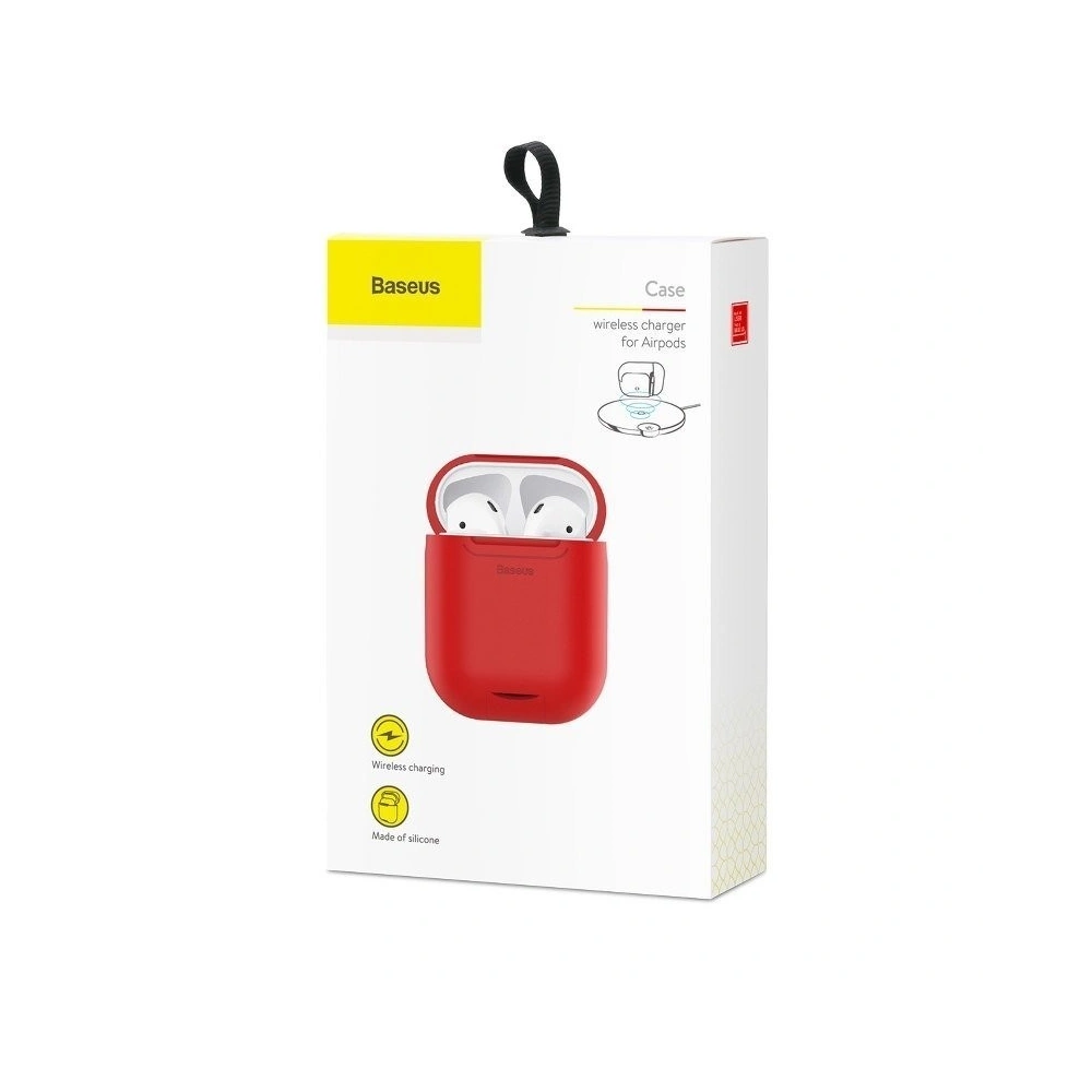 Hurtownia GSM - Ochranné pouzdro na sluchátka Apple AirPods s rychlým nabíjením QI, Baseus - červené - BSU420RED - {ean13} - Hurt