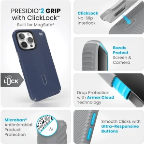 Hurtownia GSM - Etui Speck Presidio2 Grip ClickLock & MagSafe Apple iPhone 15 Pro Max (Albastru Costal/Gri de Praf) - SPK567 - {ean13} - Hurt