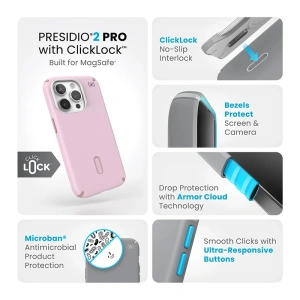 Etui Speck Presidio2 Pro ClickLock & MagSafe Apple iPhone 15 Pro (Soft Lilac/Carnation Petal)
