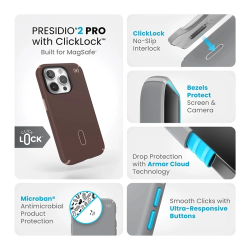 Etui Speck Presidio2 Pro ClickLock & MagSafe Apple iPhone 15 Pro (New Planet/Clay Tan)