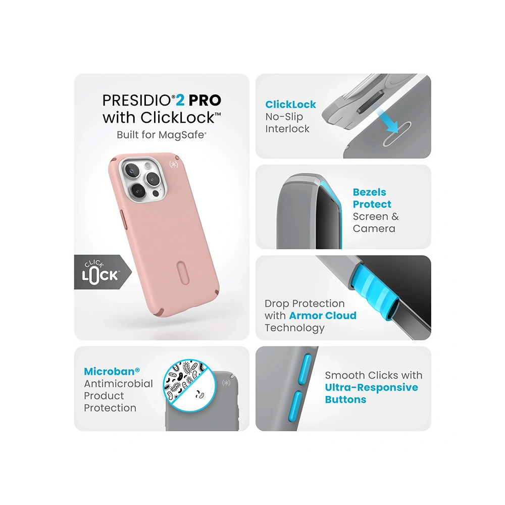 Hurtownia GSM - Case Speck Presidio2 Pro ClickLock & MagSafe für Apple iPhone 15 Pro (Dahlia Pink/Rose Copper) - SPK572 - {ean13} - Hurt