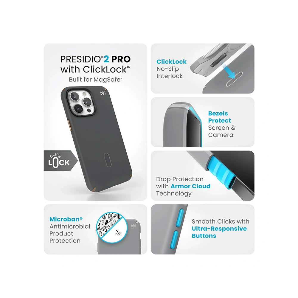 Hurtownia GSM - Etui Speck Presidio2 Pro ClickLock & MagSafe Apple iPhone 15 Pro Max (Charcoal Grey/Cool Bronze) - SPK575 - {ean13} - Hurt