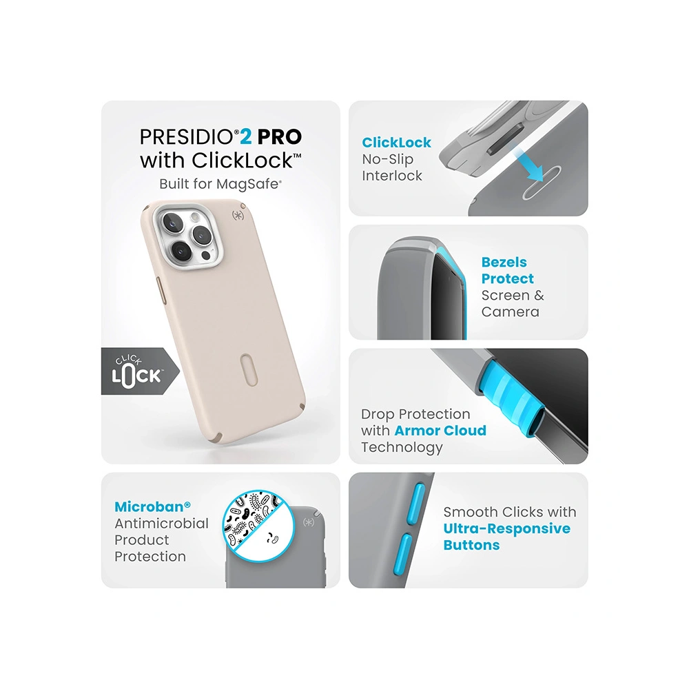 Hurtownia GSM - Etui Speck Presidio2 Pro ClickLock & MagSafe Apple iPhone 15 Pro Max (Bělená kost / Dědictví zlato / Oříškově hnědá) - SPK576 - {ean13} - Hurt