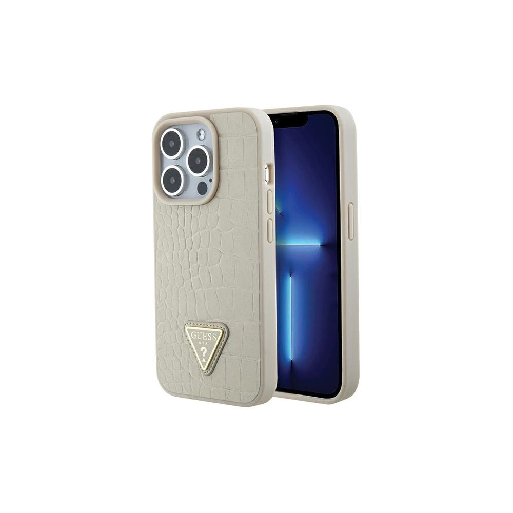 Hurtownia GSM - Etui Guess GUHCP15LPCRTHCD Apple iPhone 15 Pro hardcase Croco Triangle Logo aurie/gold - GUE2956 - {ean13} - Hurt