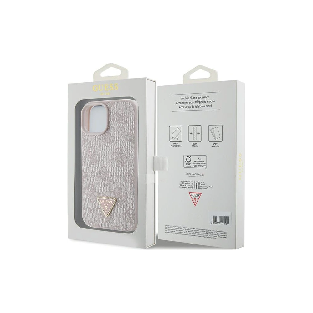 Hurtownia GSM - Etui Guess GUHCP15SP4TDPP Apple iPhone 15 hardcase Leather 4G Triangle Strass różowy/pink - GUE2960 - {ean13} - Hurt