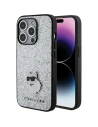 Etui Karl Lagerfeld KLHCP15LGCNPSG Apple iPhone 15 Pro kemény tok Fixed Glitter Choupette Logo Fém Gomb ezüst/silver