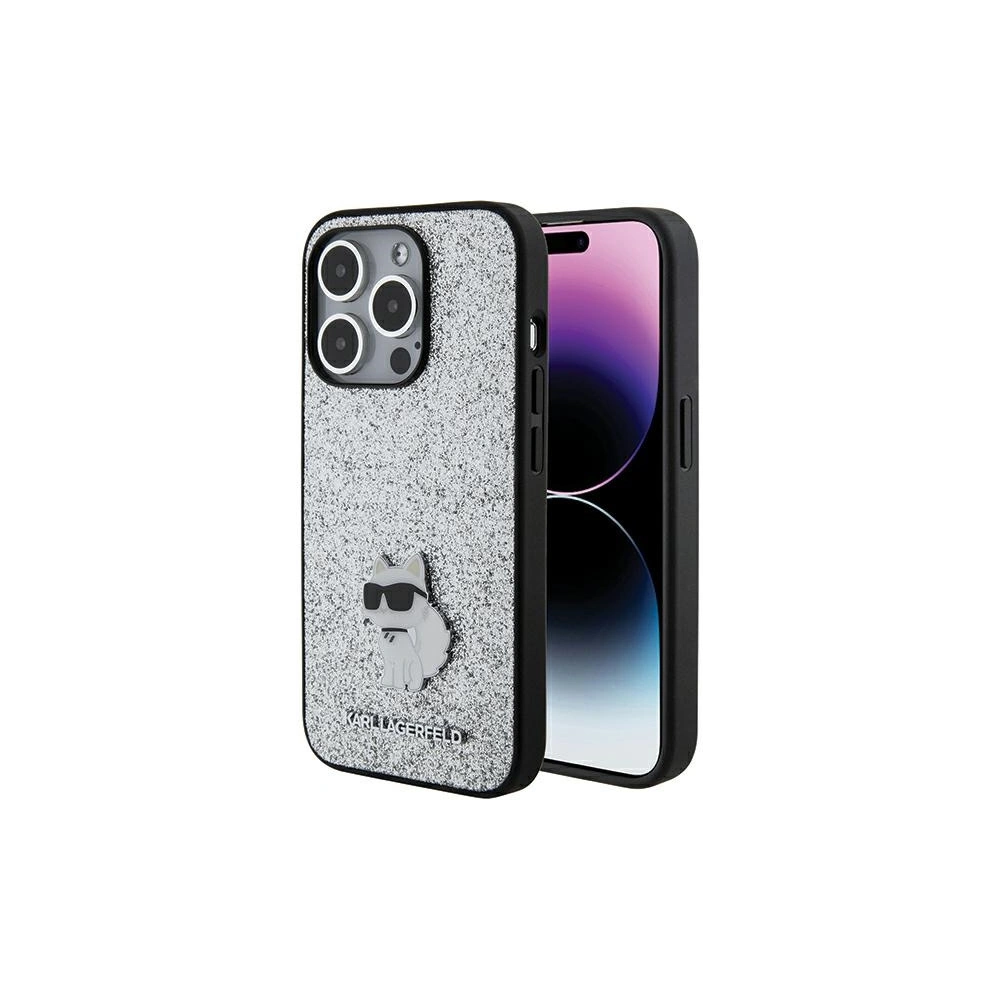 Hurtownia GSM - Etui Karl Lagerfeld KLHCP15LGCNPSG Apple iPhone 15 Pro hardcase Fixed Glitter Choupette Logo Metal Pin argintiu/silver - KLD1715 - {ean13} - Hurt