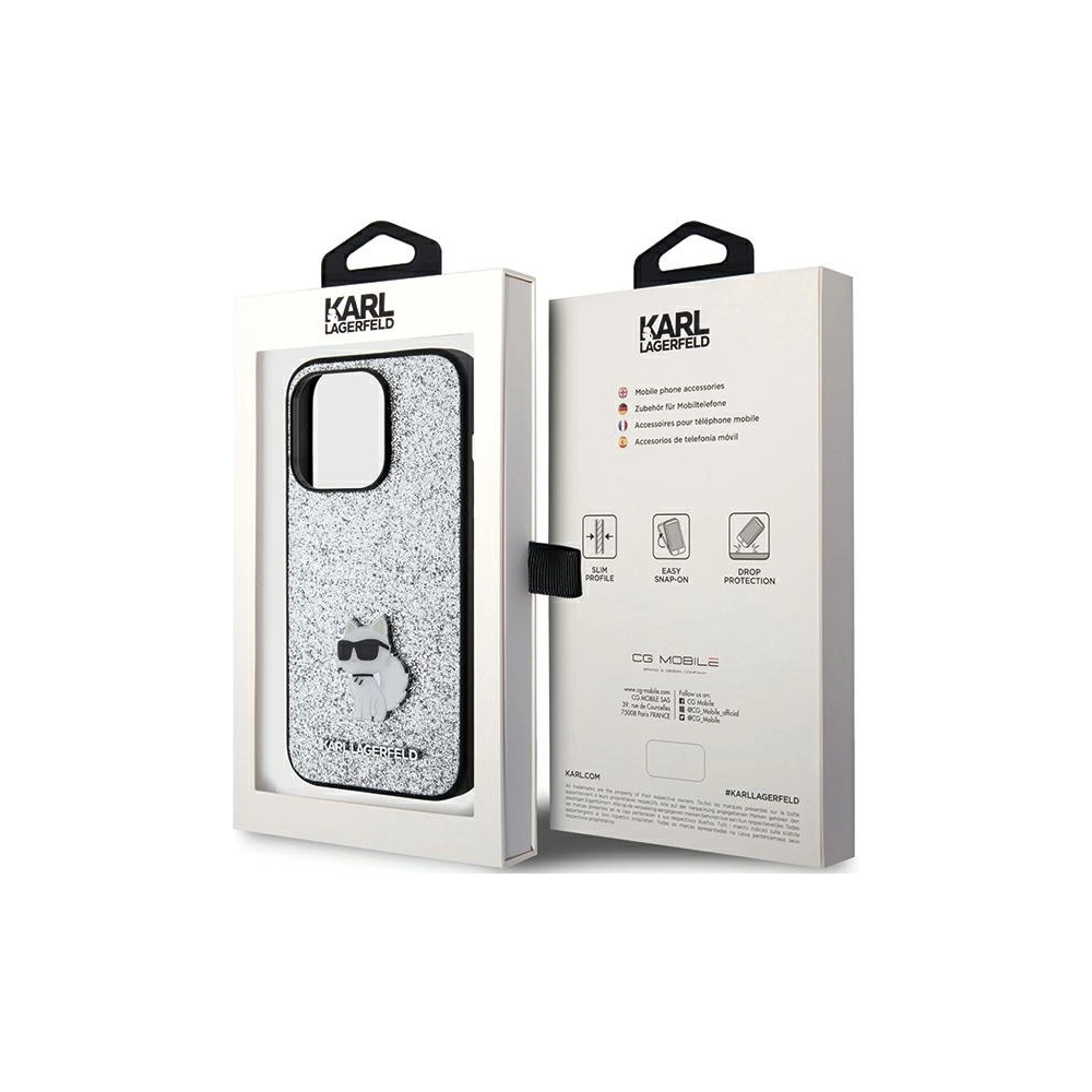 Hurtownia GSM - Etui Karl Lagerfeld KLHCP15LGCNPSG Apple iPhone 15 Pro hardcase Fixed Glitter Choupette Logo Metal Pin srebrny/silver - KLD1715 - {ean13} - Hurt