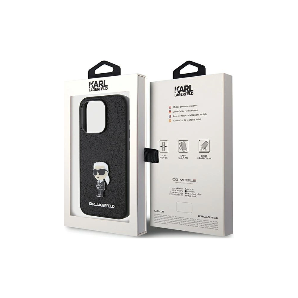 Hurtownia GSM - Etui Karl Lagerfeld KLHCP15LGKNPSK Apple iPhone 15 Pro hardcase Fixed Glitter Ikonik Logo Metal Pin negru/black - KLD1716 - {ean13} - Hurt