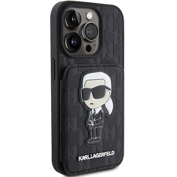 Kryt Karl Lagerfeld KLHCP15LSAKKNSCK Apple iPhone 15 Pro hardcase Saffiano Monogram Ikonik Patch black