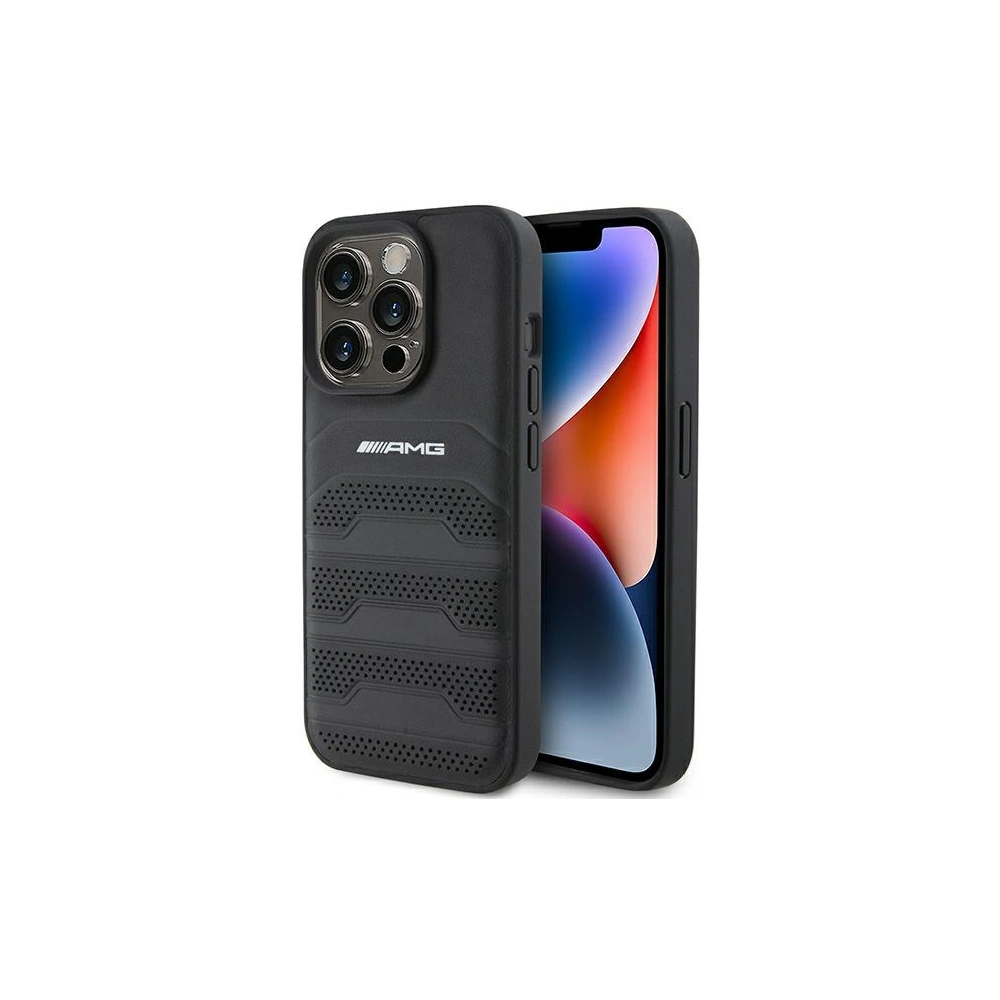 Hurtownia GSM - Case AMG AMHCP15LGSEBK Apple iPhone 15 Pro Hardcase Leder mit geprägten Linien schwarz/black - MRS84 - {ean13} - Hurt