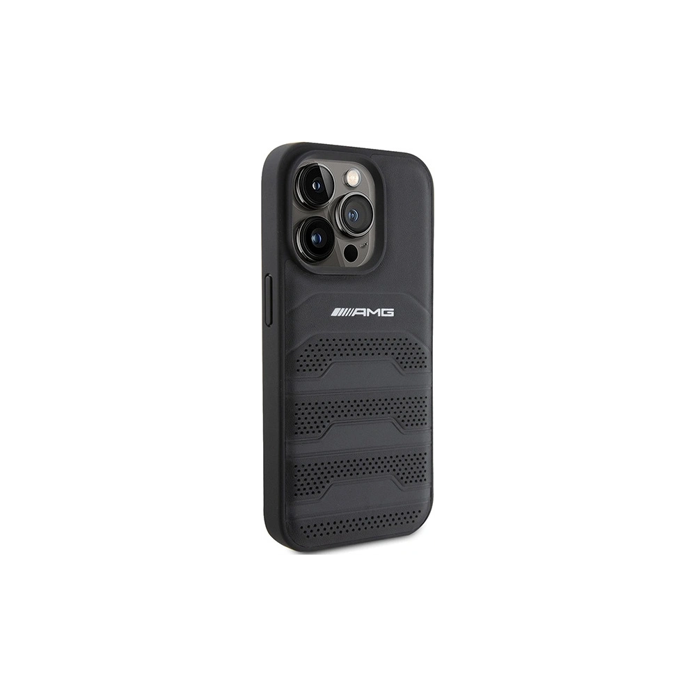 Hurtownia GSM - Etui AMG AMHCP15LGSEBK Apple iPhone 15 Pro hardcase kožené s embosovanými pruhy černé/black - MRS84 - {ean13} - Hurt