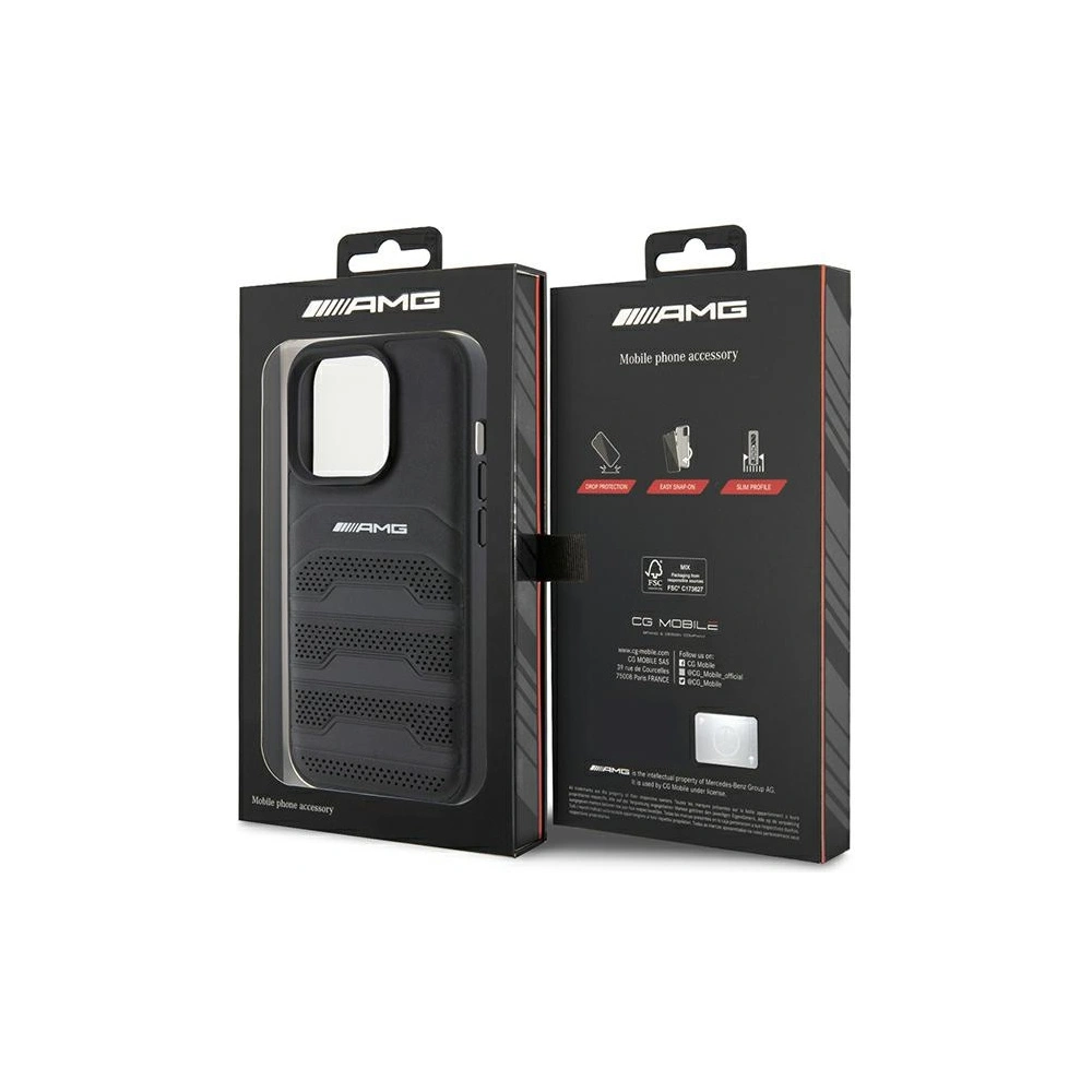 Hurtownia GSM - Case AMG AMHCP15LGSEBK Apple iPhone 15 Pro Hardcase Leder mit geprägten Linien schwarz/black - MRS84 - {ean13} - Hurt
