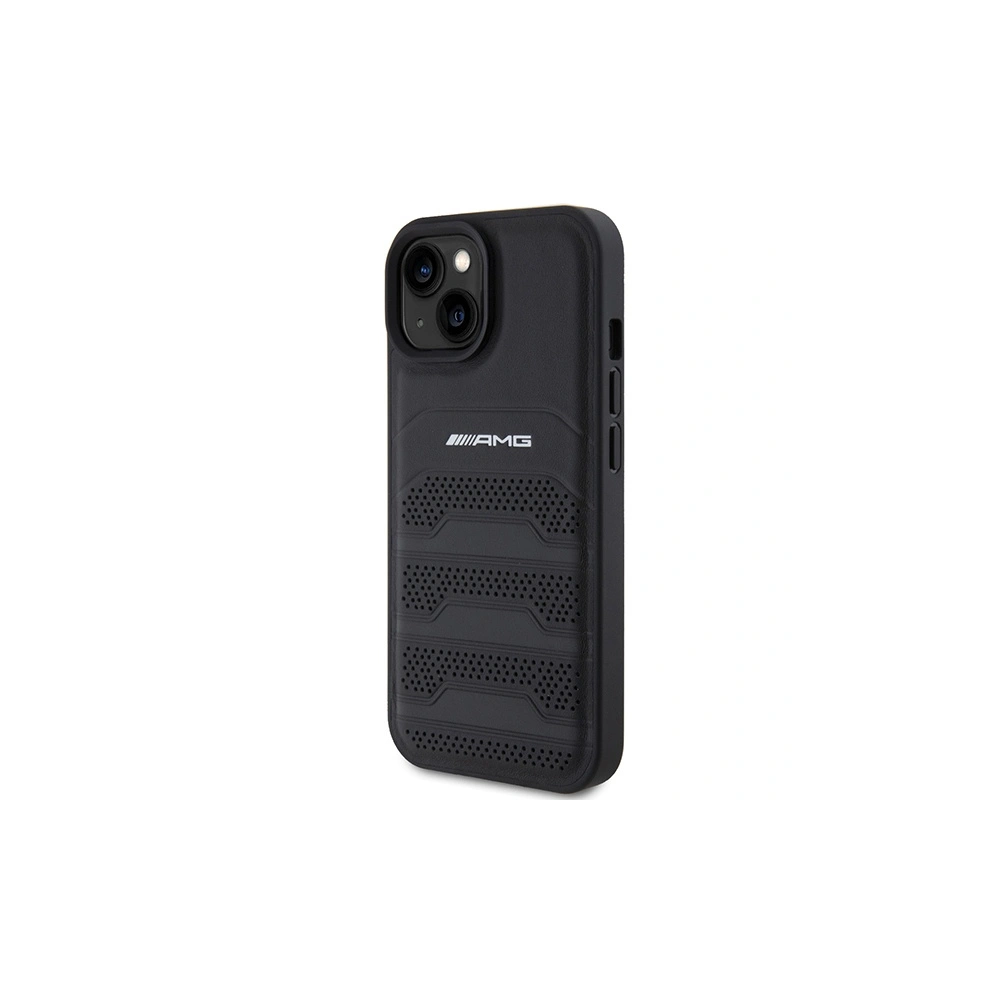 Hurtownia GSM - Etui AMG AMHCP15MGSEBK Apple iPhone 15 Plus / 14 Plus hardcase din piele cu linii debossate negru/black - MRS85 - {ean13} - Hurt