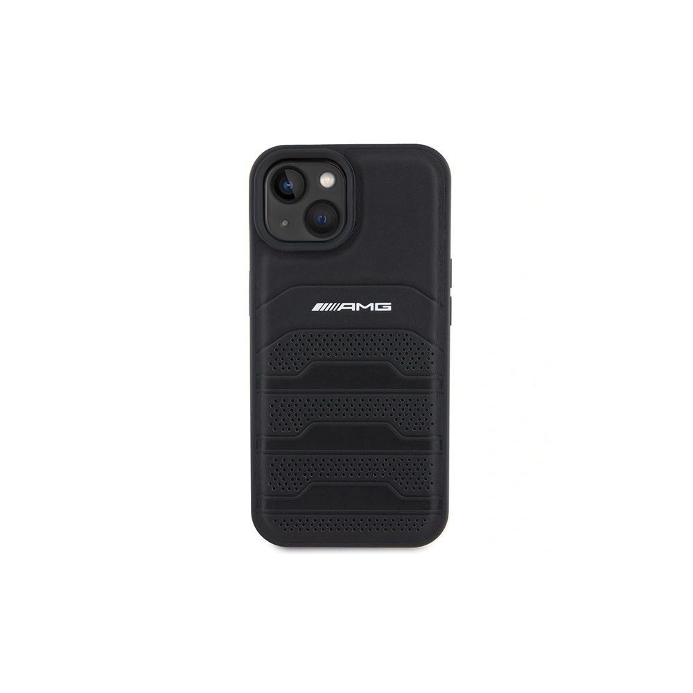 Hurtownia GSM - Etui AMG AMHCP15MGSEBK Apple iPhone 15 Plus / 14 Plus hardcase din piele cu linii debossate negru/black - MRS85 - {ean13} - Hurt