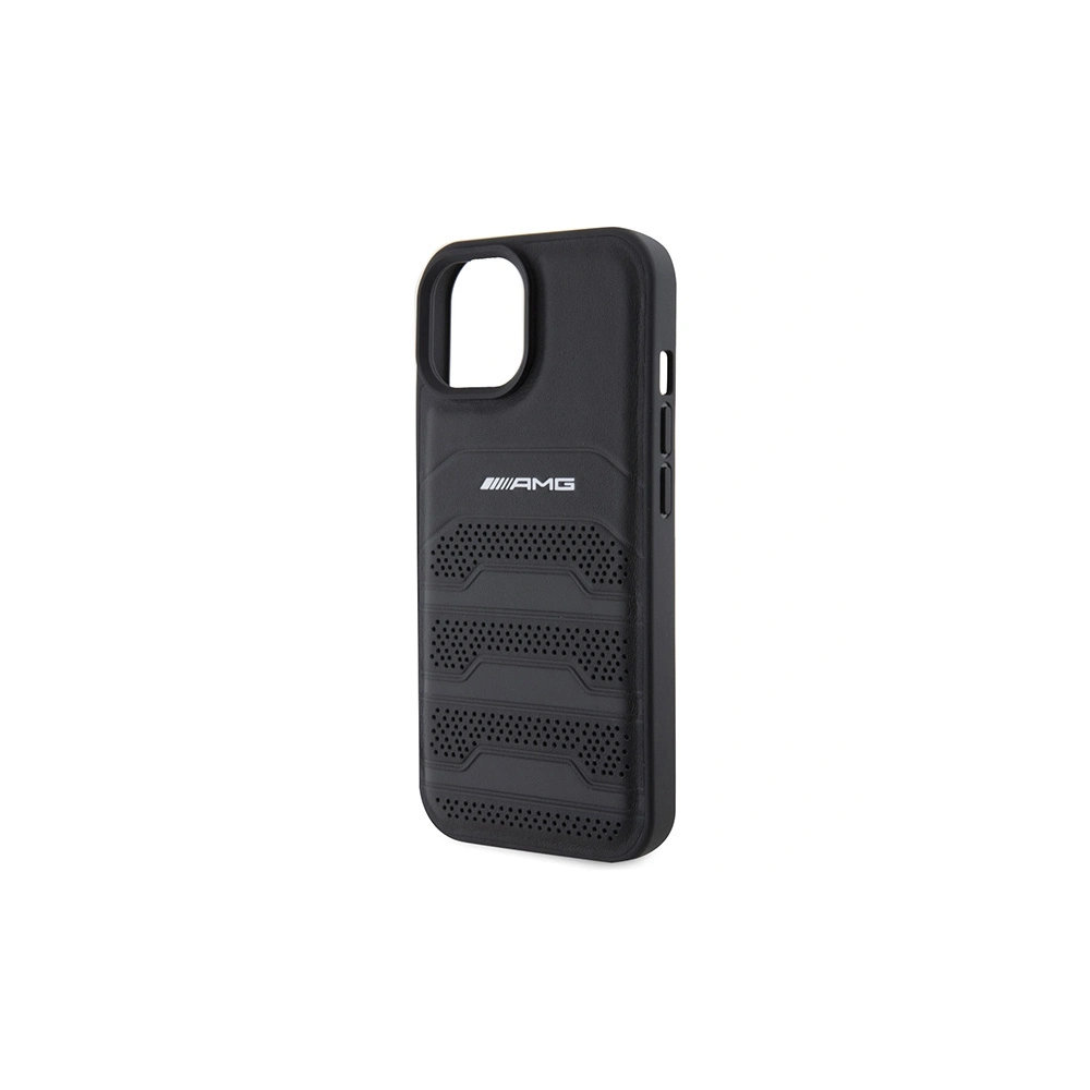 Hurtownia GSM - Etui AMG AMHCP15MGSEBK Apple iPhone 15 Plus / 14 Plus hardcase din piele cu linii debossate negru/black - MRS85 - {ean13} - Hurt