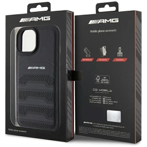 Hurtownia GSM - Etui AMG AMHCP15MGSEBK Apple iPhone 15 Plus / 14 Plus hardcase Leather Debossed Lines czarny/black - MRS85 - {ean13} - Hurt