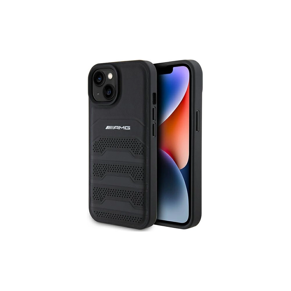 Hurtownia GSM - Case AMG AMHCP15SGSEBK Apple iPhone 15 Hardcase Leder Prägung Linien schwarz/black - MRS86 - {ean13} - Hurt