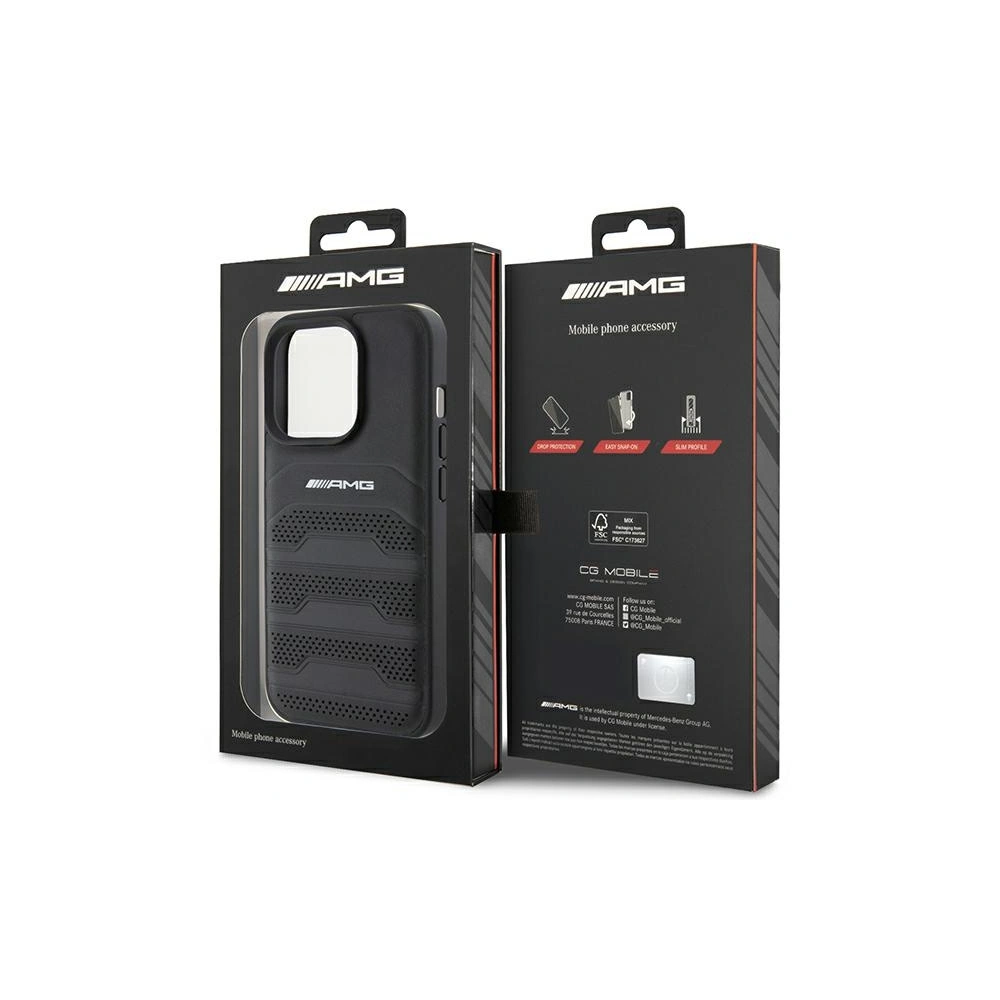 Hurtownia GSM - Etui AMG AMHCP15XGSEBK Apple iPhone 15 Pro Max hardcase s koženým embosovaným vzorem černý/black - MRS87 - {ean13} - Hurt