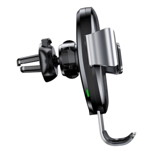 Samochodowy uchwyt grawitacyjny do kratki Baseus z ładowarką indukcyjną Qi (srebrny)