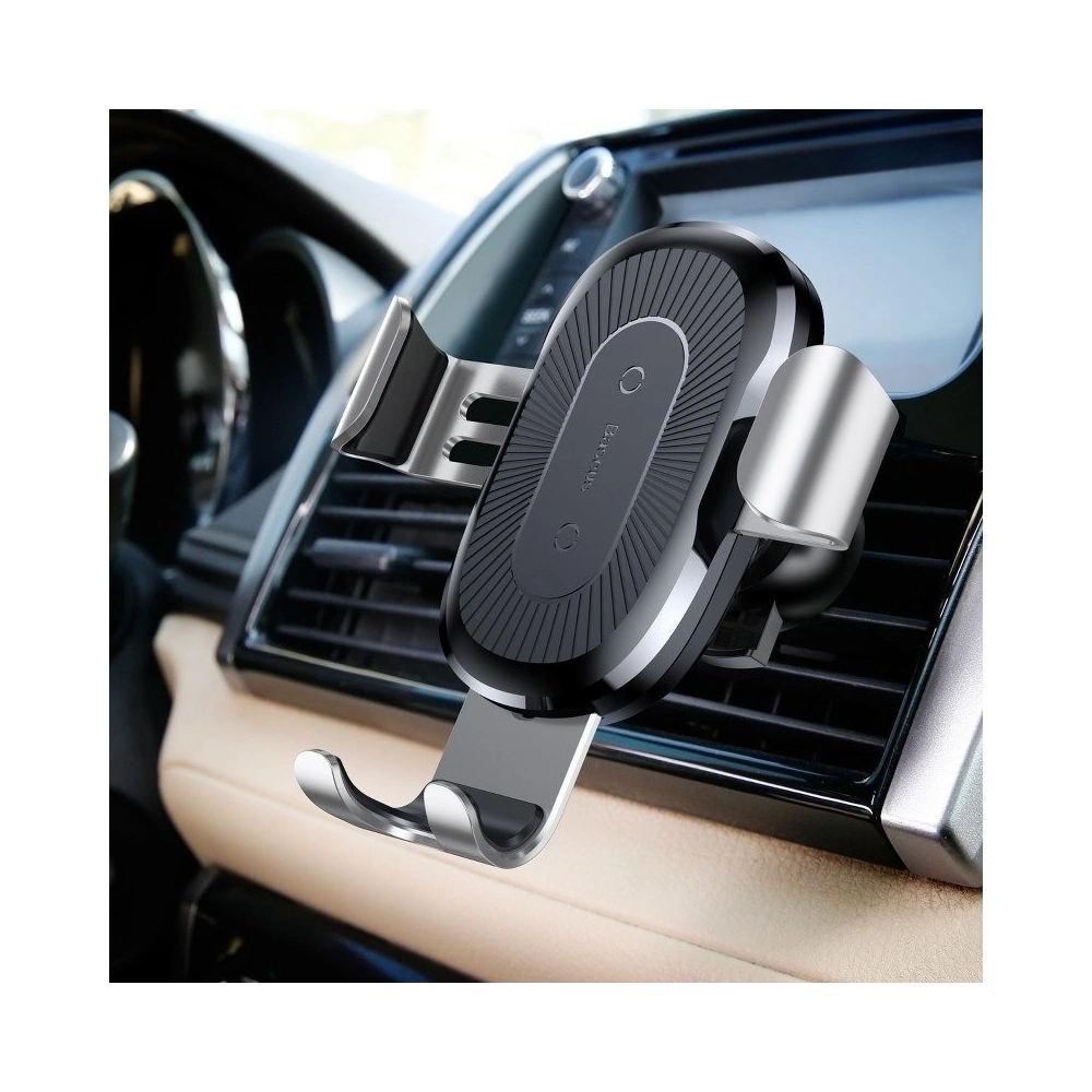 Wholesale Baseus Wireless Charger Gravity Car Wireless Charger Mount Silver - BSU429SLV - {ean13} - Hurt