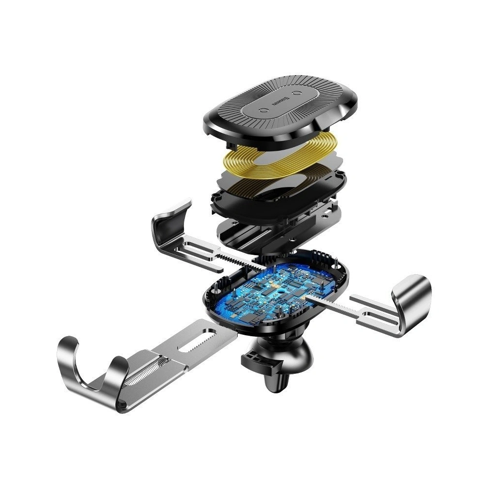 Wholesale Baseus Wireless Charger Gravity Car Wireless Charger Mount Silver - BSU429SLV - {ean13} - Hurt