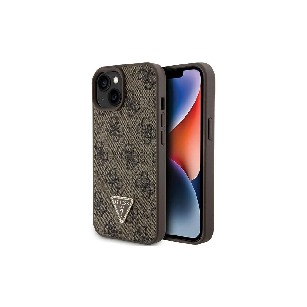 Hurtownia GSM - Etui Guess GUHCP15SP4TDPW Apple iPhone 15 hardcase Leather 4G Triangle Strass hnědý/brown - GUE2961 - {ean13} - Hurt